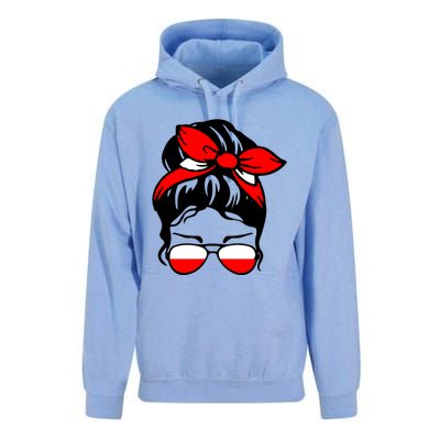 Polish Flag Messy Bun Patriotic Polska Poland Gift Unisex Surf Hoodie