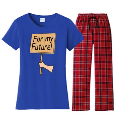 Pregnancy For My Future Climate Change Activist Gift Women's Flannel Pajama Set