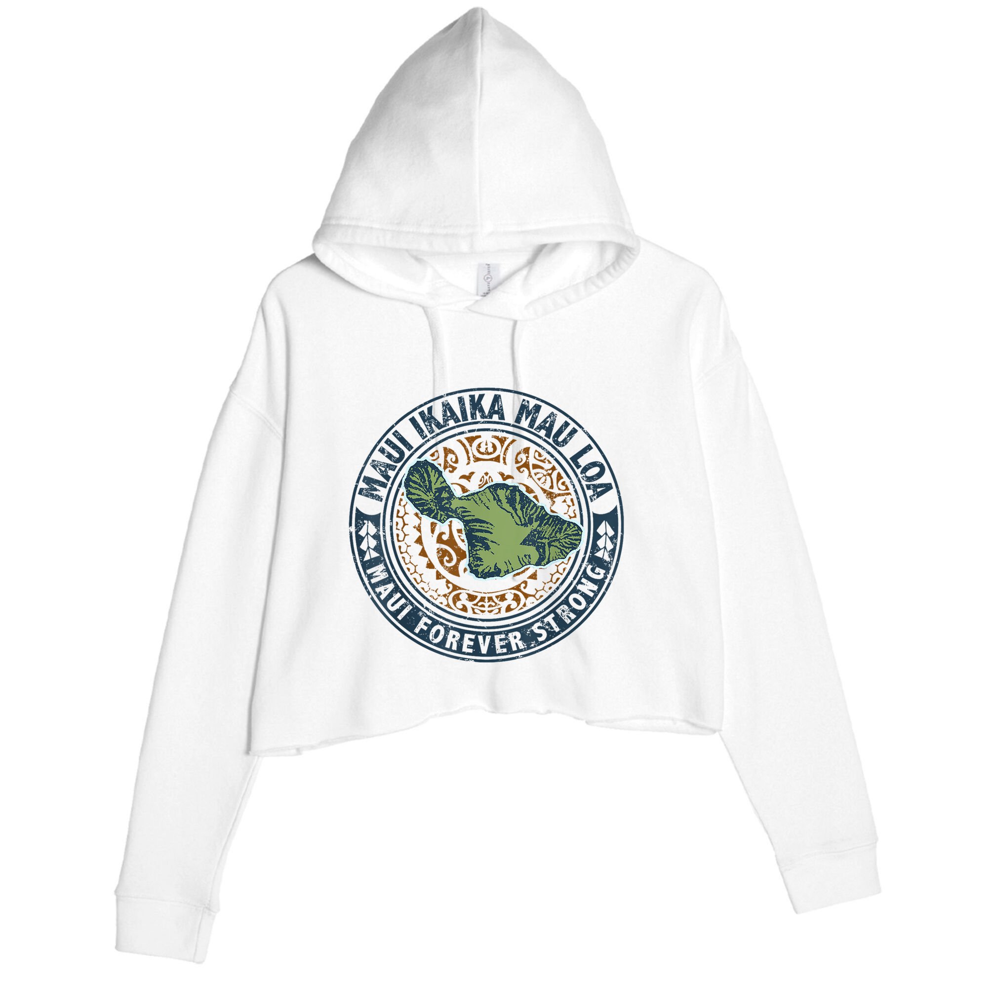 Pray For Maui Hawaii Strong Crop Fleece Hoodie