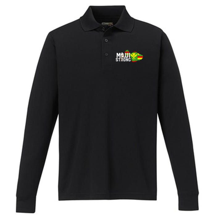 Pray For Maui Hawaii Strong Maui Wildfire Support Performance Long Sleeve Polo