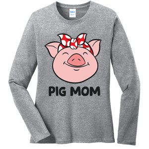 Pig Farmer Mom Love Pigs Pig Mom Cute Pig Lovers Gift Ladies Long Sleeve Shirt