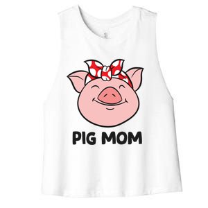 Pig Farmer Mom Love Pigs Pig Mom Cute Pig Lovers Gift Women's Racerback Cropped Tank