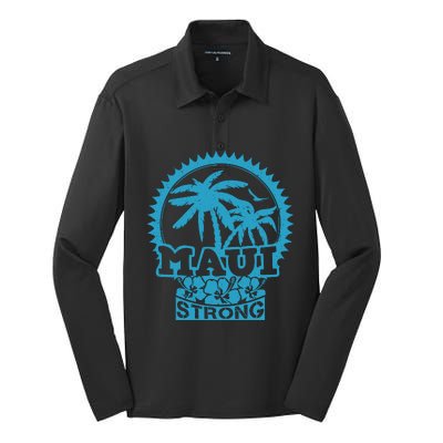 Pray For Maui Hawaii Strong Maui Silk Touch Performance Long Sleeve Polo