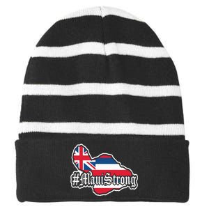 Pray For Maui Strong Hawaii Strong Save Maui Hawaii Striped Beanie with Solid Band