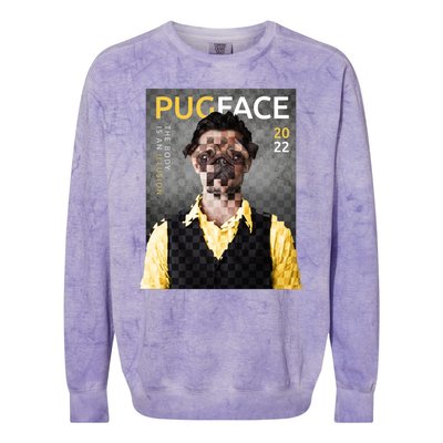 Pug Face Man Magazine Pixelated Colorblast Crewneck Sweatshirt