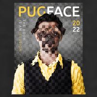Pug Face Man Magazine Pixelated 7 Panel Mesh Trucker Snapback Hat