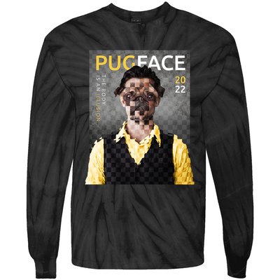Pug Face Man Magazine Pixelated Tie-Dye Long Sleeve Shirt