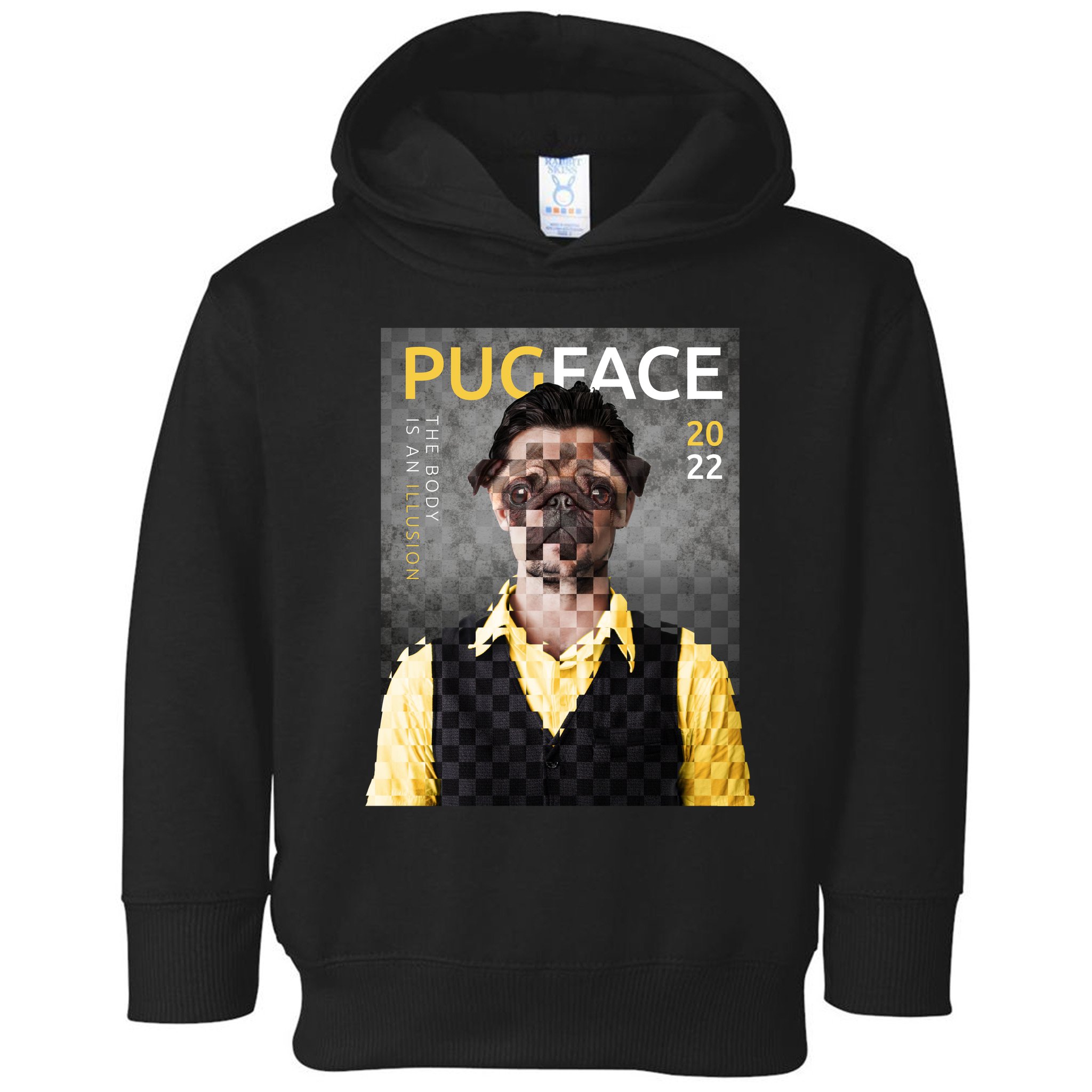 Pug Face Man Magazine Pixelated Toddler Hoodie