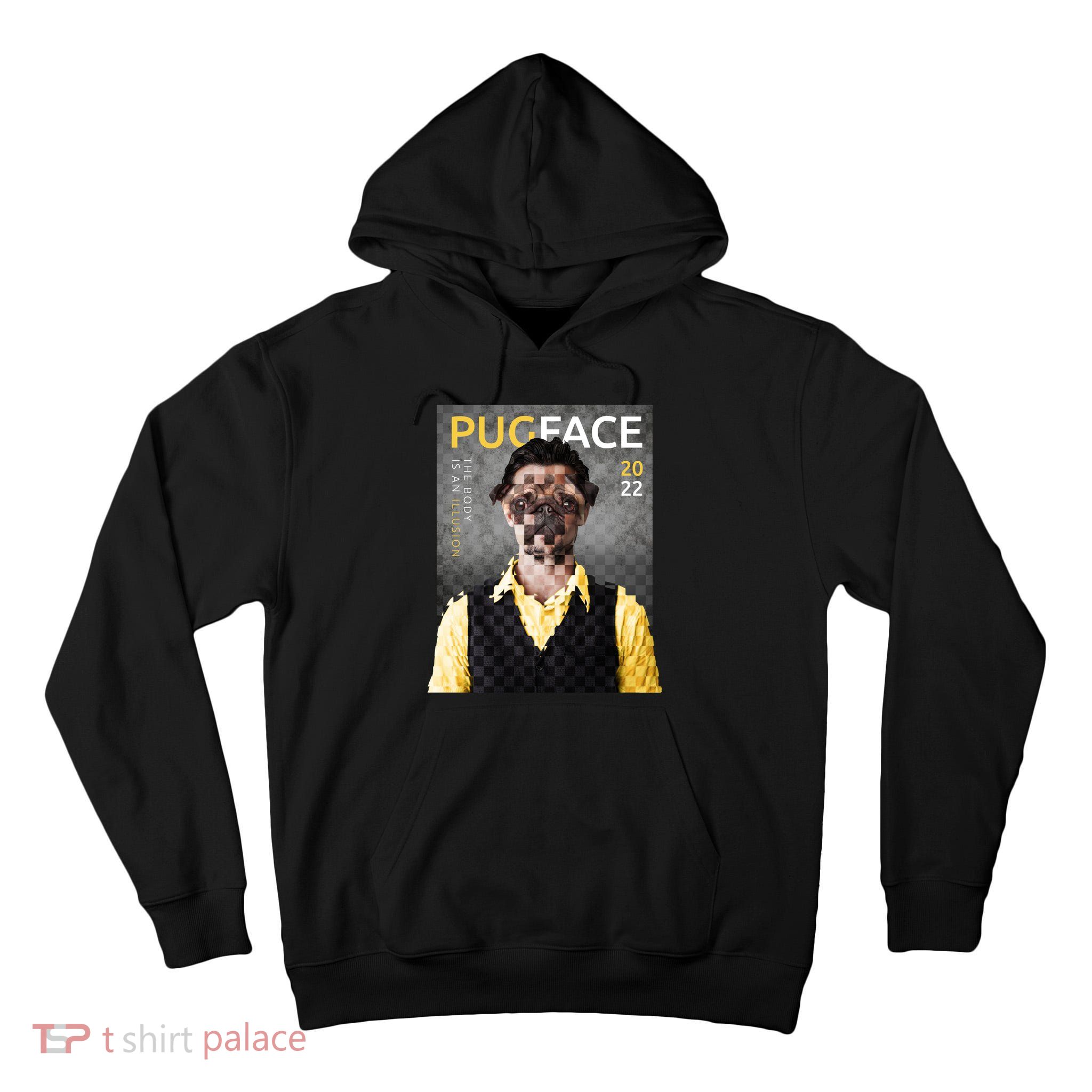 Pug Face Man Magazine Pixelated Tall Hoodie