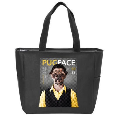 Pug Face Man Magazine Pixelated Zip Tote Bag