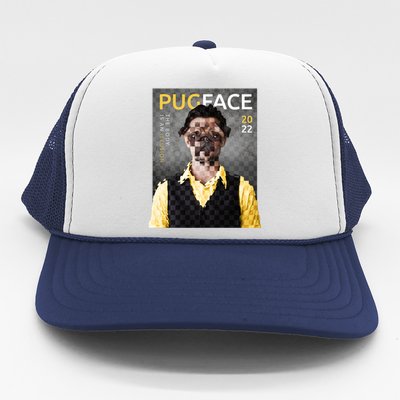 Pug Face Man Magazine Pixelated Trucker Hat