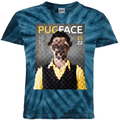 Pug Face Man Magazine Pixelated Kids Tie-Dye T-Shirt