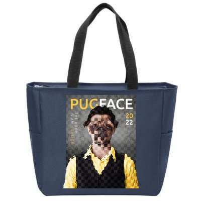 Pug Face Man Magazine Pixelated Zip Tote Bag