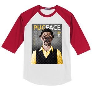 Pug Face Man Magazine Pixelated Kids Colorblock Raglan Jersey