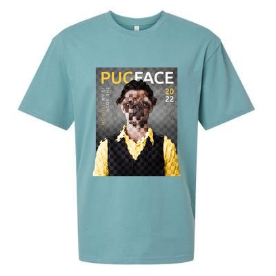 Pug Face Man Magazine Pixelated Sueded Cloud Jersey T-Shirt