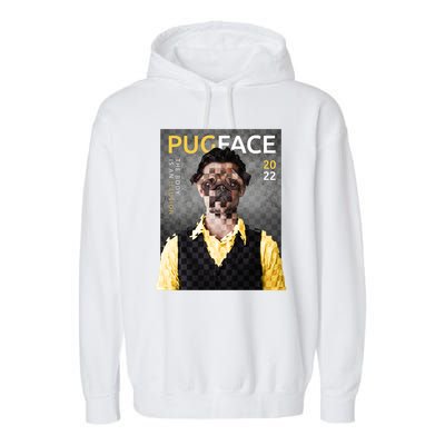 Pug Face Man Magazine Pixelated Garment-Dyed Fleece Hoodie