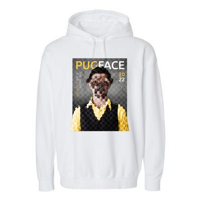 Pug Face Man Magazine Pixelated Garment-Dyed Fleece Hoodie