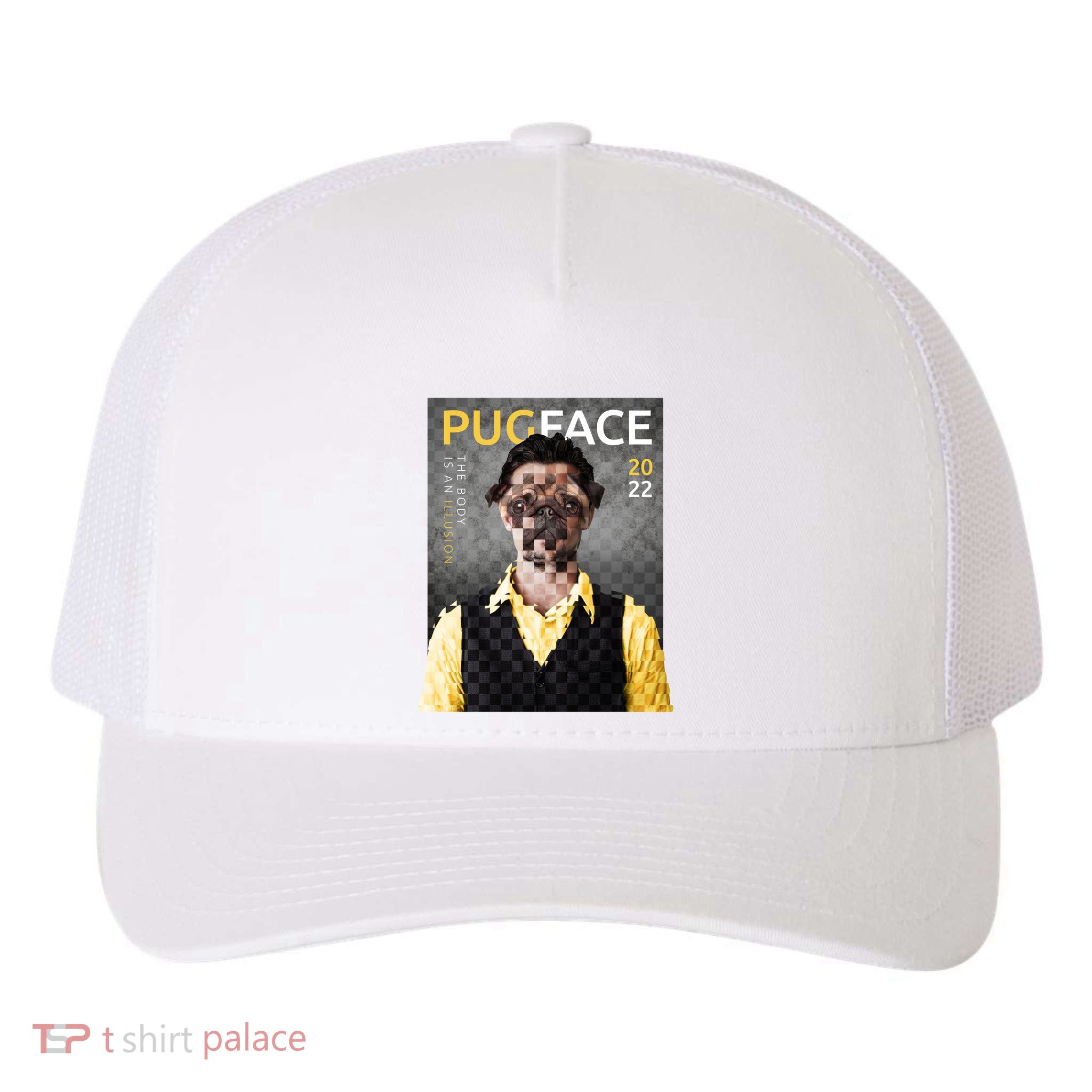 Pug Face Man Magazine Pixelated Yupoong Adult 5-Panel Trucker Hat