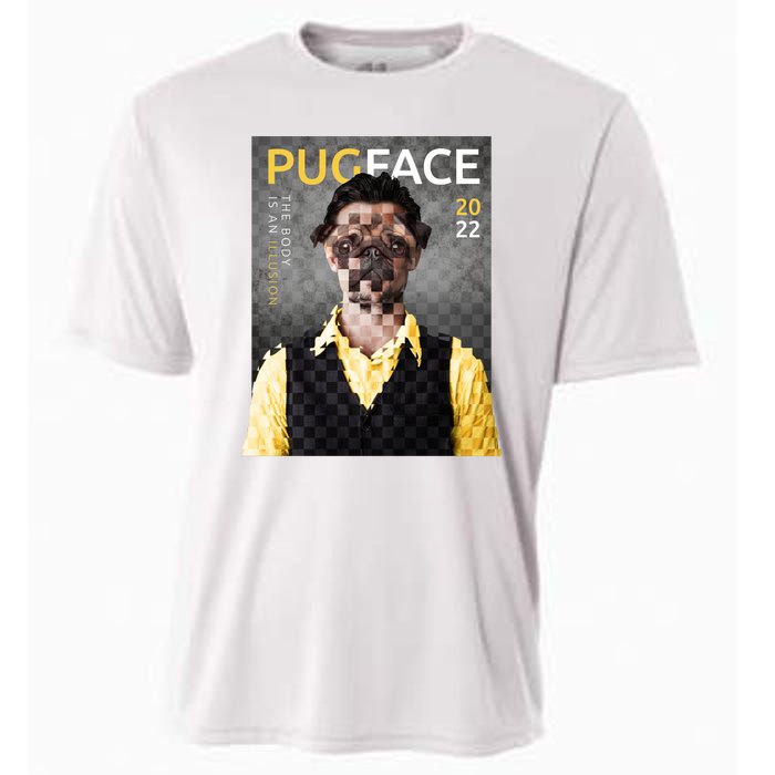 Pug Face Man Magazine Pixelated Cooling Performance Crew T-Shirt