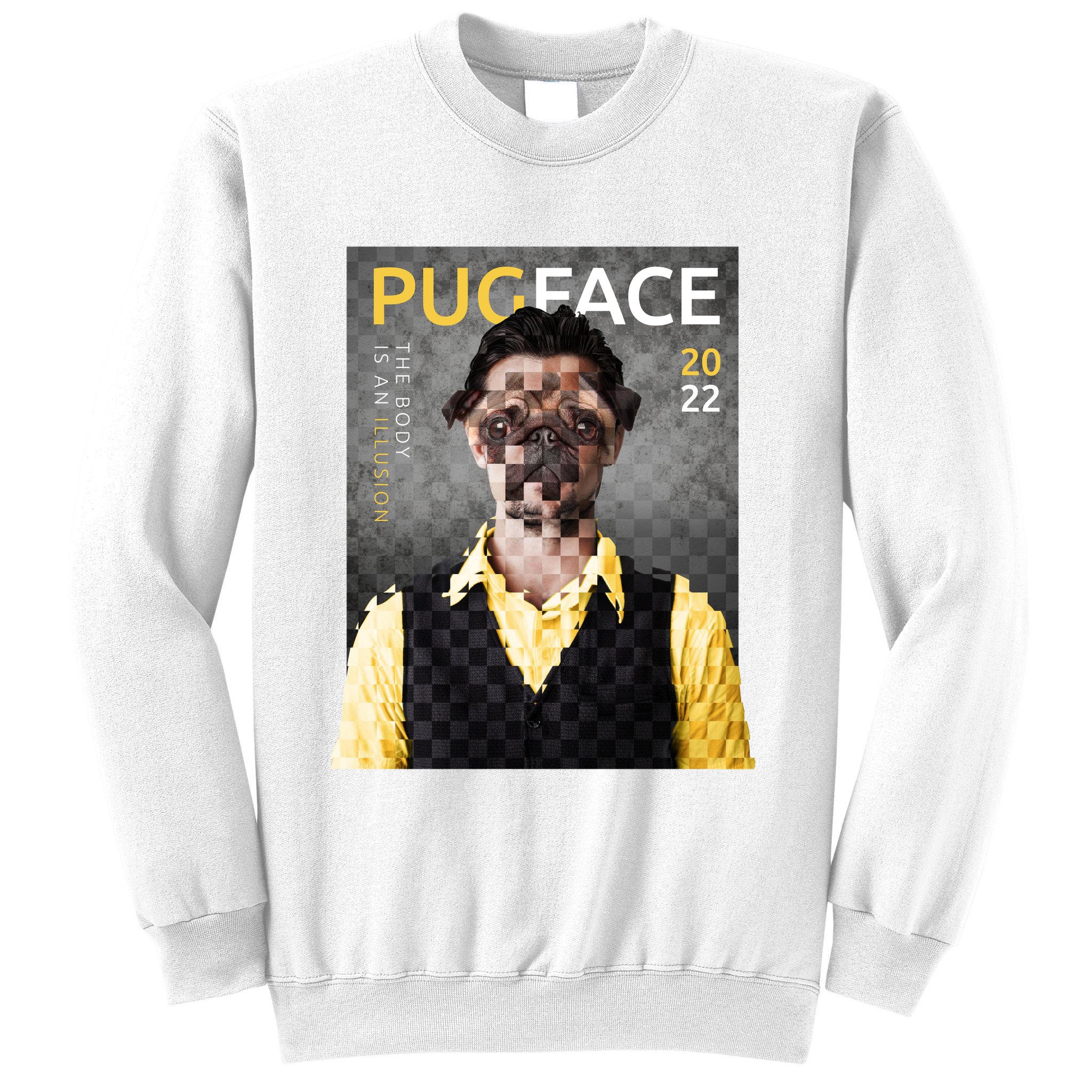 Pug Face Man Magazine Pixelated Sweatshirt