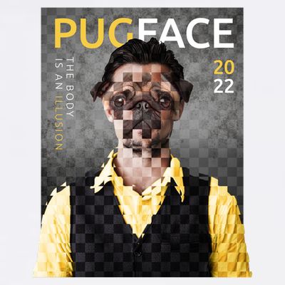 Pug Face Man Magazine Pixelated T-Shirt