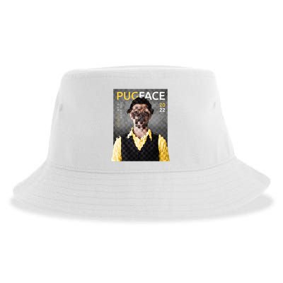 Pug Face Man Magazine Pixelated Sustainable Bucket Hat