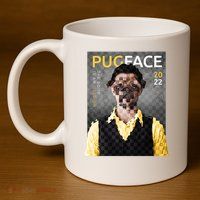 Pug Face Man Magazine Pixelated 11oz C Handle Ceramic Mug