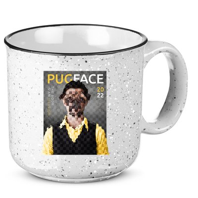 Pug Face Man Magazine Pixelated 15oz Campfire Ceramic Mug