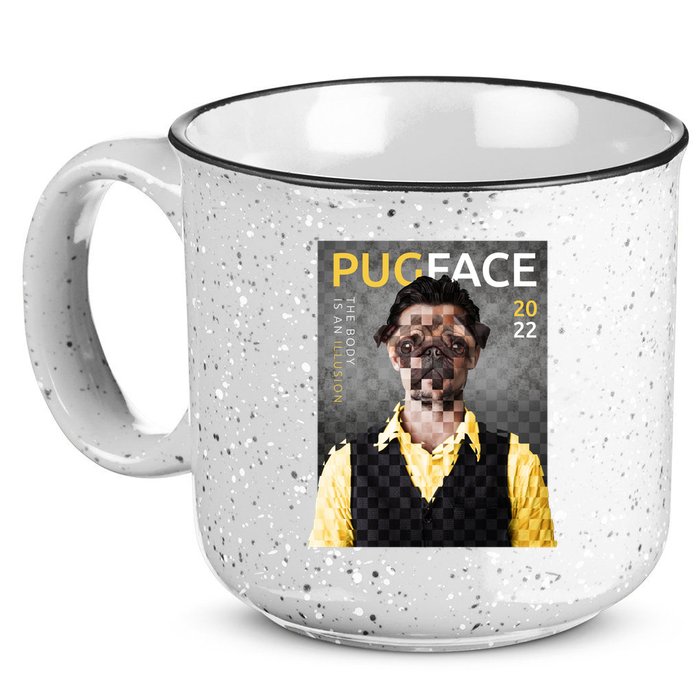 Pug Face Man Magazine Pixelated 15oz Campfire Ceramic Mug