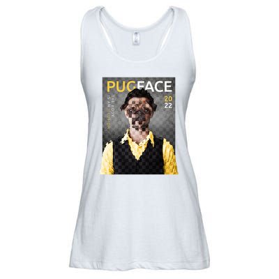 Pug Face Man Magazine Pixelated Ladies Essential Flowy Tank
