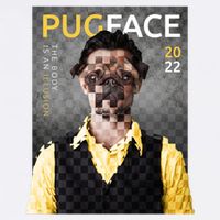 Pug Face Man Magazine Pixelated Flat Bill Trucker Hat