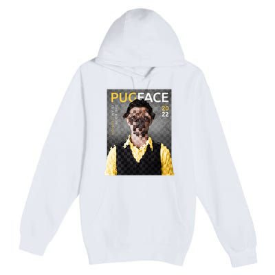 Pug Face Man Magazine Pixelated Premium Pullover Hoodie