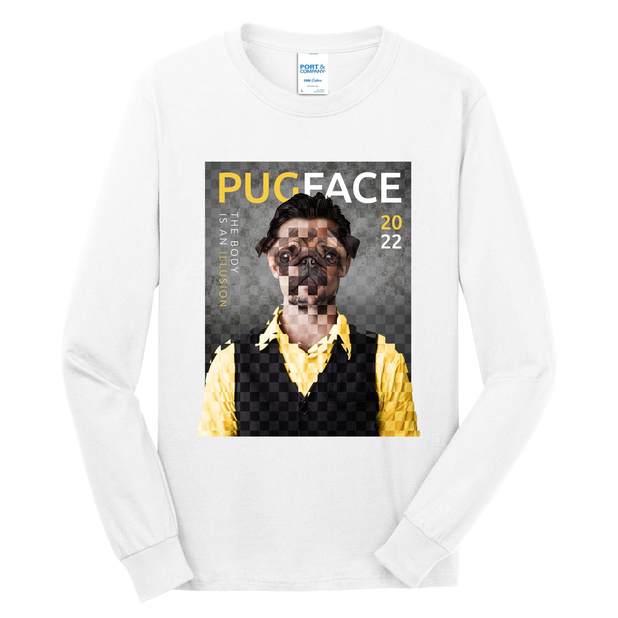 Pug Face Man Magazine Pixelated Tall Long Sleeve T-Shirt