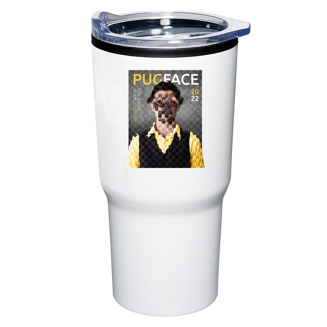 Pug Face Man Magazine Pixelated Tumbler