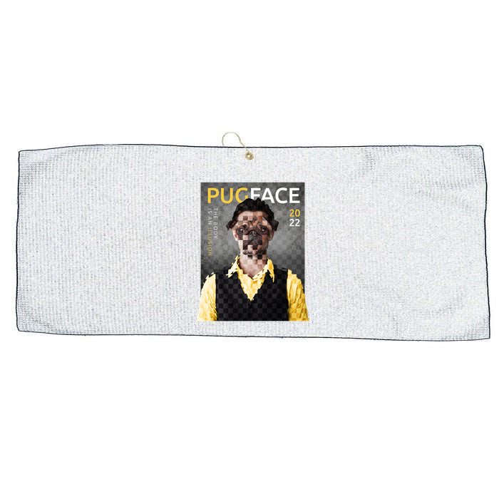 Pug Face Man Magazine Pixelated Large Microfiber Waffle Golf Towel