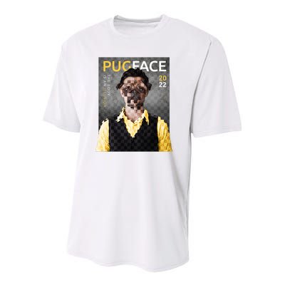 Pug Face Man Magazine Pixelated Youth Performance Sprint T-Shirt