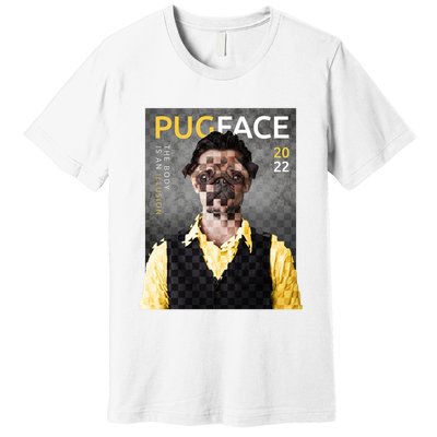 Pug Face Man Magazine Pixelated Premium T-Shirt