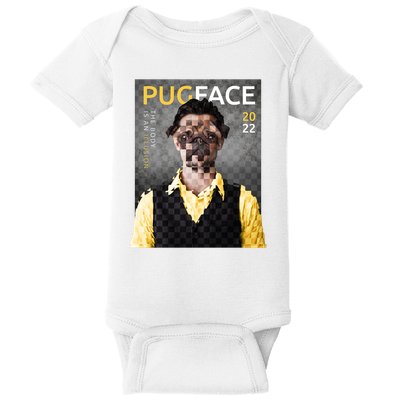 Pug Face Man Magazine Pixelated Baby Bodysuit