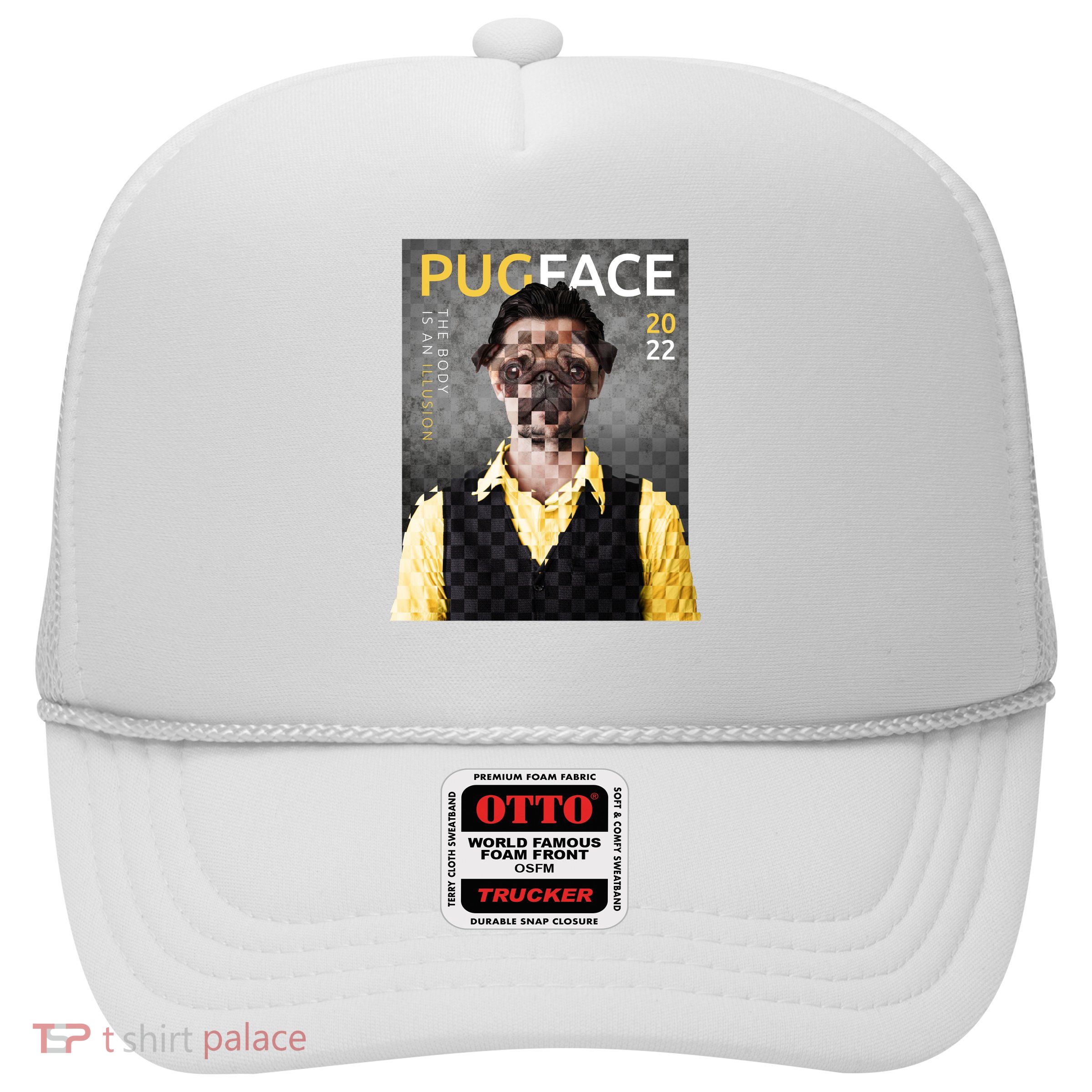 Pug Face Man Magazine Pixelated Trucker Hat