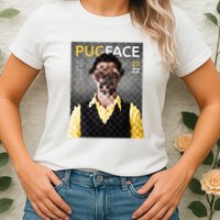 Pug Face Man Magazine Pixelated Womens T-Shirt