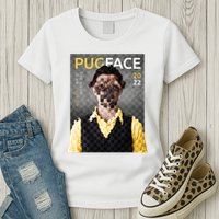 Pug Face Man Magazine Pixelated Womens T-Shirt