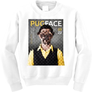 Pug Face Man Magazine Pixelated Kids Sweatshirt