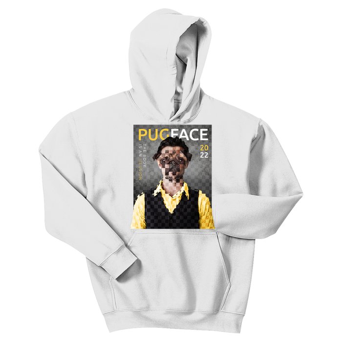 Pug Face Man Magazine Pixelated Kids Hoodie