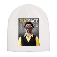 Pug Face Man Magazine Pixelated Short Acrylic Beanie