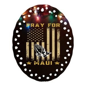 Pray For Maui Hawaii Strong We Stay With Maui Ceramic Oval Ornament