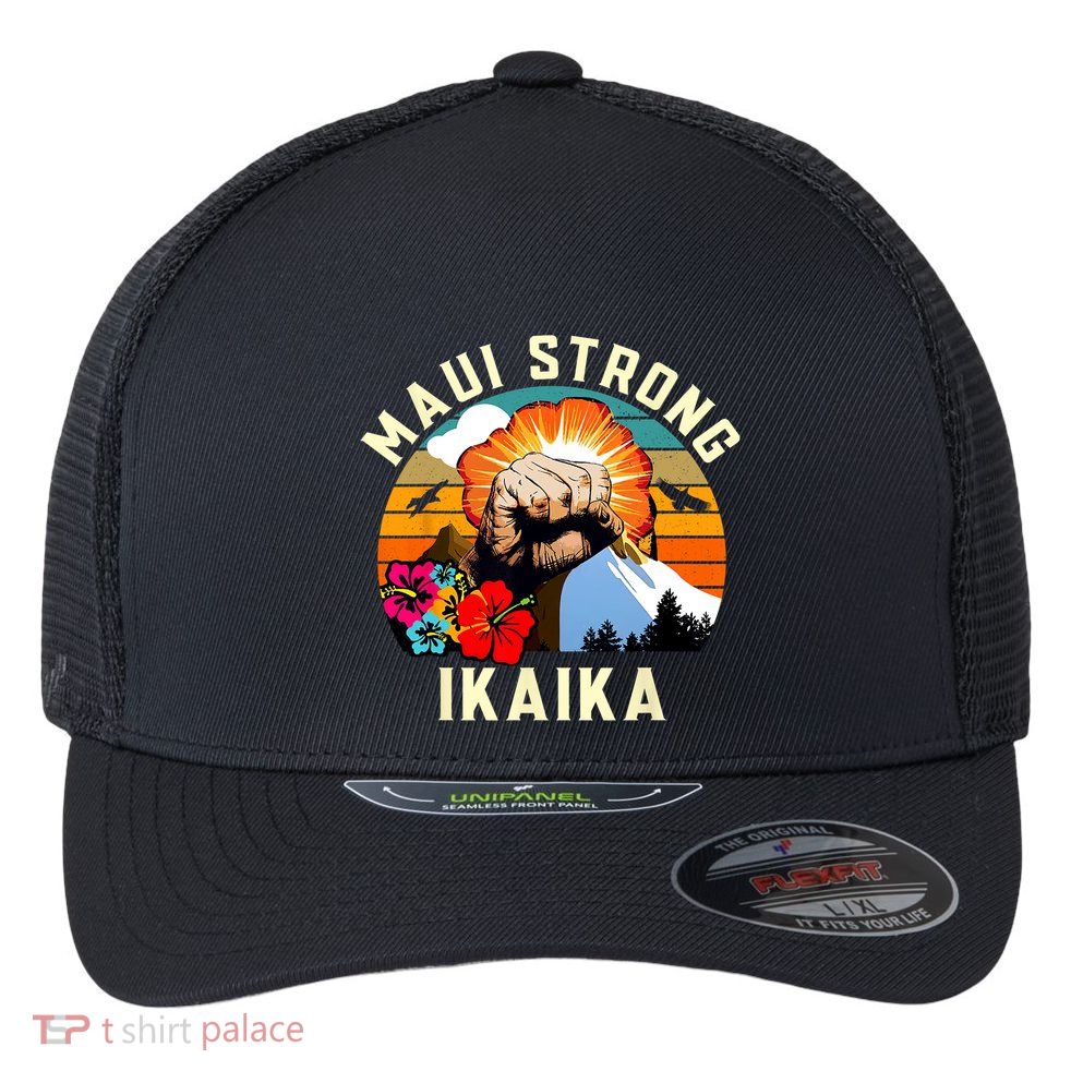 Pray For Maui Hawaii Strong Tee Apparel Matching Family Flexfit Unipanel Trucker Cap