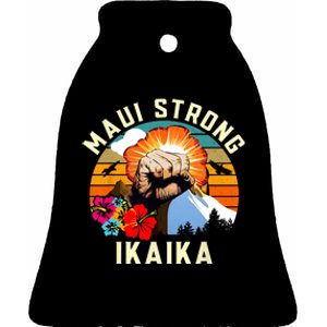 Pray For Maui Hawaii Strong Tee Apparel Matching Family Ceramic Bell Ornament