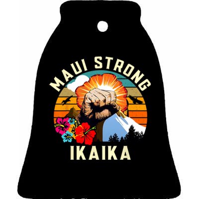 Pray For Maui Hawaii Strong Tee Apparel Matching Family Ceramic Bell Ornament