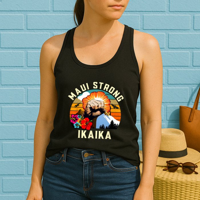 Pray For Maui Hawaii Strong Tee Apparel Matching Family Womens Tank Top