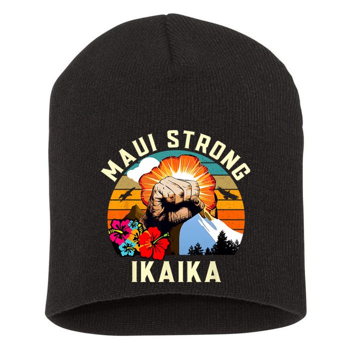 Pray For Maui Hawaii Strong Tee Apparel Matching Family Short Acrylic Beanie